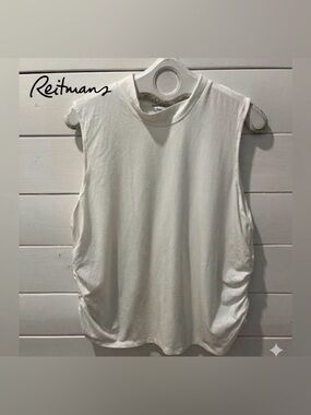 REITMANS Ivory Ruched High Neck Tank Top Size 3X